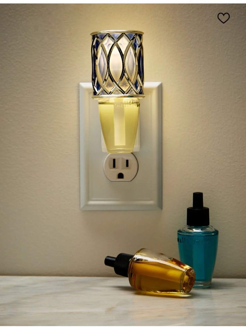BLUE GEOMETRIC Scent Control Nightlight Wallflowers Fragrance Plug, NWT-Wrapped